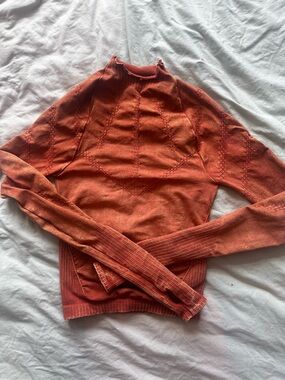 Rust Orange Seamless Thumbhole Athletic Long Sleeve Top XS/S